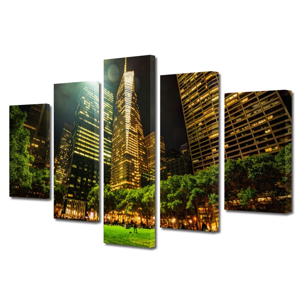 Tablou Multicanvas BTex 5 Piese ArtDecoMag Modern Urban Orase Parc in New York, 120 x 225 cm