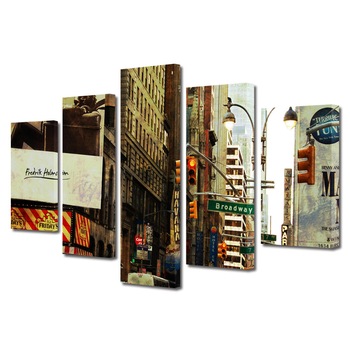 Set Tablouri Multicanvas BTex 5 Piese ArtDecoMag Modern Urban Orase Utah Canada, 110 x 200 cm Set Tablouri Multicanvas BTex 5 Piese ArtDecoMag Modern Urban Orase Utah Canada, 110 x 200 cm