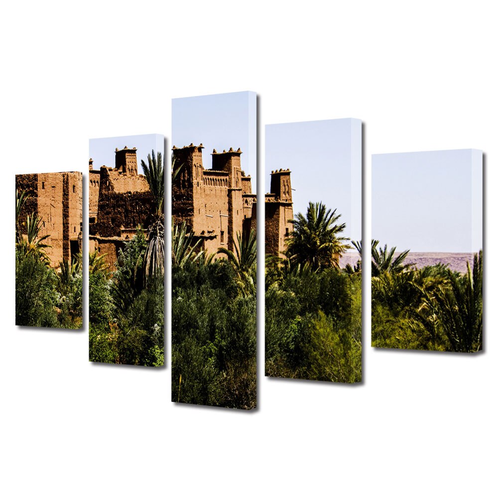 Set Tablouri Multicanvas BTex 5 Piese ArtDecoMag Modern Urban Orase Maroc, 80 x 150 cm