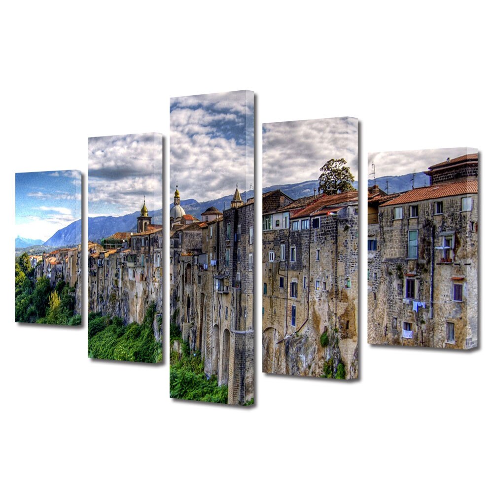 Set Tablouri Multicanvas BTex 5 Piese ArtDecoMag Modern Urban Orase Orasul in stanca, 110 x 200 cm