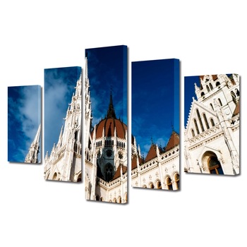 Set Tablouri Multicanvas BTex 5 Piese ArtDecoMag Modern Urban Orase Parlamentul din Budapesta Ungaria, 80 x 150 cm Set Tablouri Multicanvas BTex 5 Piese ArtDecoMag Modern Urban Orase Parlamentul din Budapesta Ungaria, 80 x 150 cm