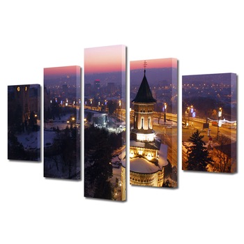 Tablou Multicanvas BTex 5 Piese ArtDecoMag Modern Urban Orase Iasi noaptea, 120 x 225 cm Tablou Multicanvas BTex 5 Piese ArtDecoMag Modern Urban Orase Iasi noaptea, 120 x 225 cm