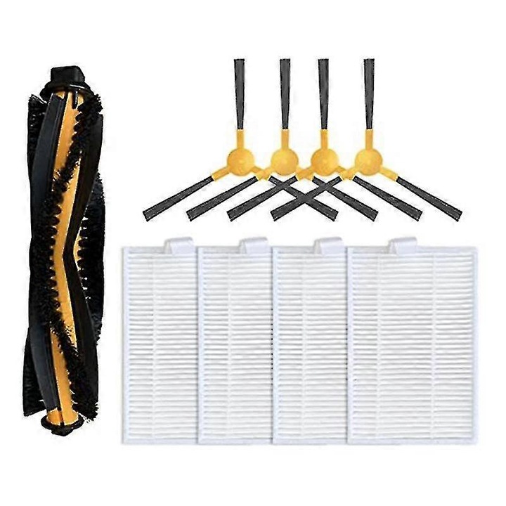 Set piese de schimb pentru aspirator robot Proscenic 800T/820S (CJ-F-K0204-20260905-495), perie principala + 4 perii laterale + 4 filtre HEPA, multicolor