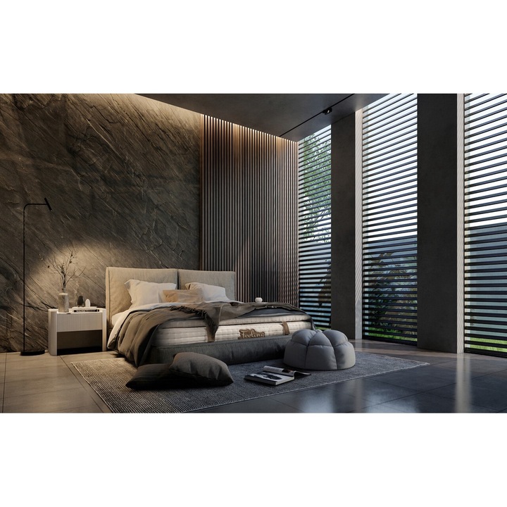 Ortopéd matrac, Green Future, Feeling Luxury Brown, 90x200x30 cm, bambuszrost huzat, egyedi zsebes mikrorugó szerkezet, elasztikus hab, latex fedőrész, közepes keménység