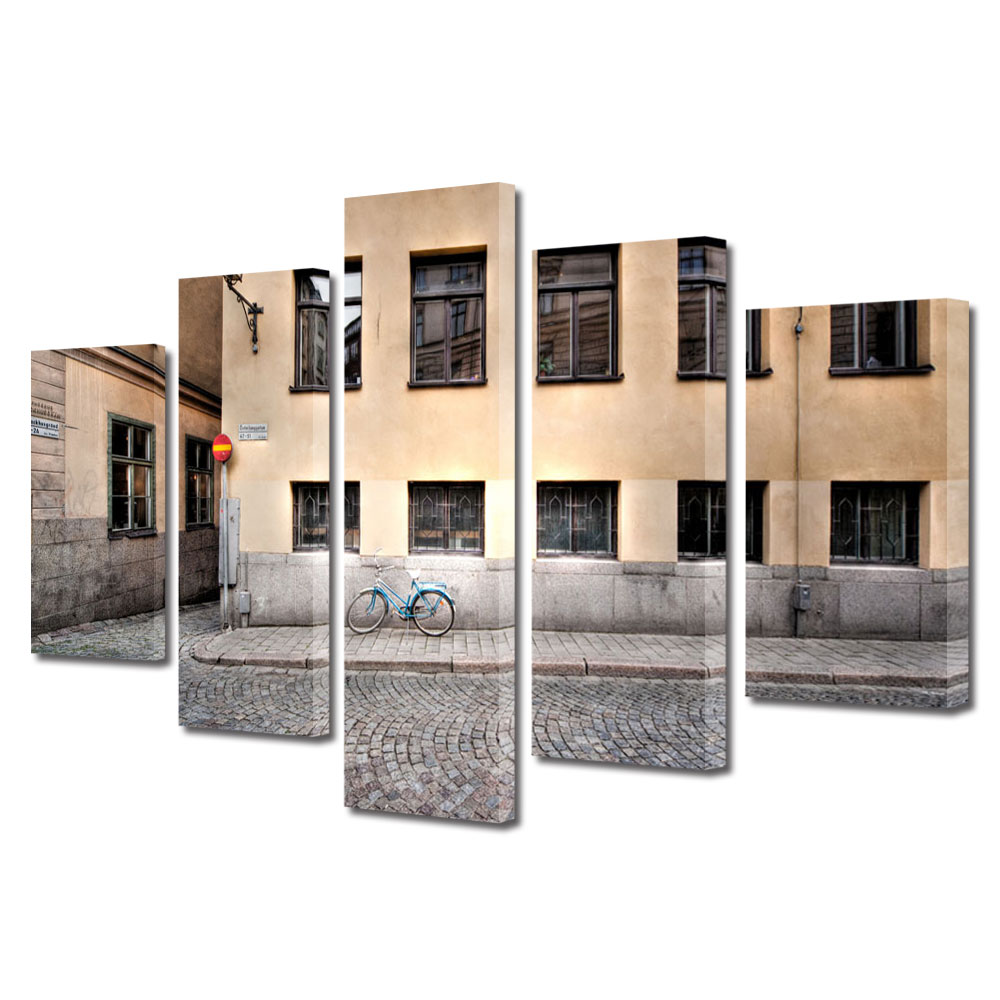 Set Tablouri Multicanvas BTex 5 Piese ArtDecoMag Modern Urban Orase Pavaj stradal, 70 x 125 cm