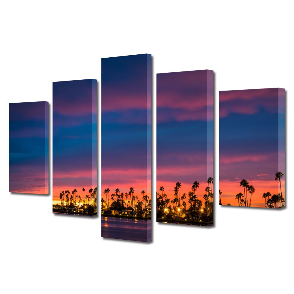 Set Tablouri Multicanvas BTex 5 Piese ArtDecoMag Modern Urban Orase San Diego, 70 x 125 cm