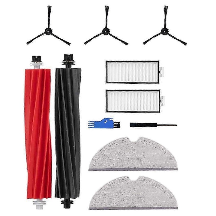 Set piese de schimb pentru aspirator robot compatibil cu Q8 Max/Q8 Max+/Q5 Pro/Q5 Pro+/Q5, perii principale 2, perii laterale 3, filtre HEPA 2, lavete mop 2, accesorii curatare, cod CJ-F-K0204-20260905-9284, Multicolor