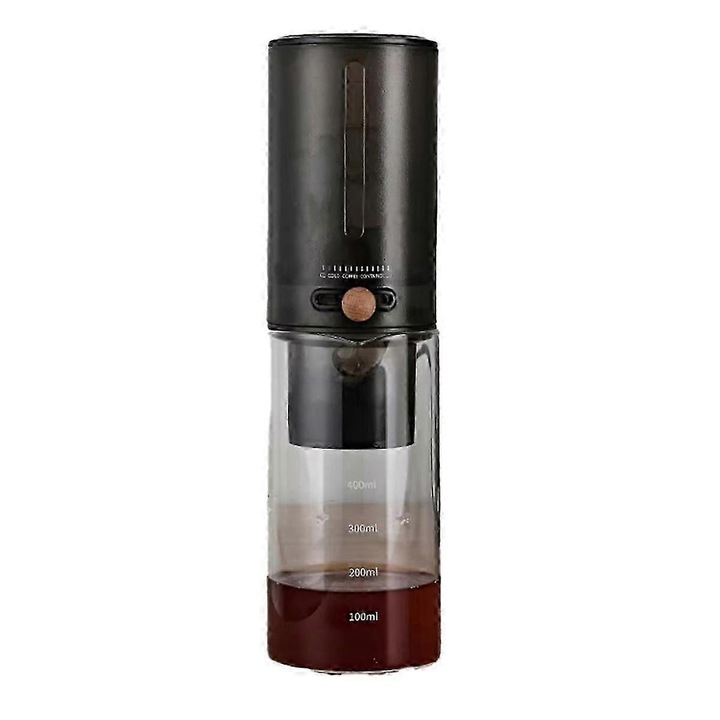 Infuzor cold brew portabil pentru cafea, espresso si ceai, din sticla si plastic, negru, 450 ml