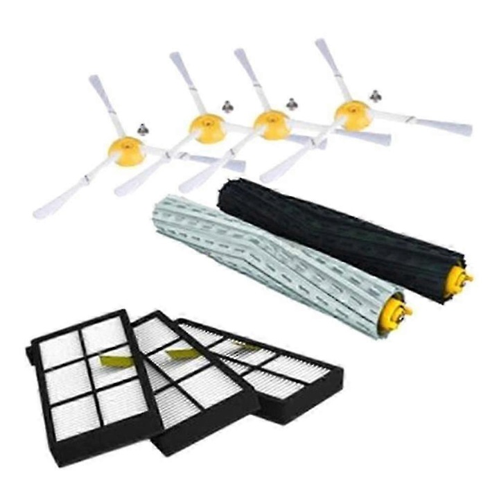 Set piese de schimb pentru aspirator robot compatibil iRobot Roomba seria 800/900 (805/860/870/880/890/960/980/981/985), 2 perii principale, 4 perii laterale, 3 filtre, plastic, Multicolor, CJ-F-K0204-20260905-6938