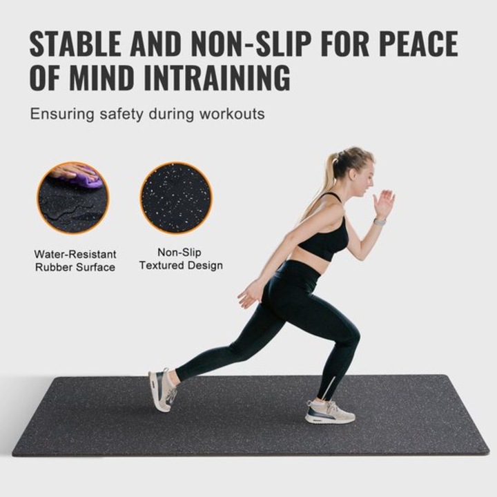 Placi podea fitness Corenia QRE-1019072, set 25 placi + 50 margini, EVA cu strat superior din cauciuc, antiderapant si absorbant de soc (1,42 cm), acoperire 9,3 m², negru/alb, placi 30 x 30 cm