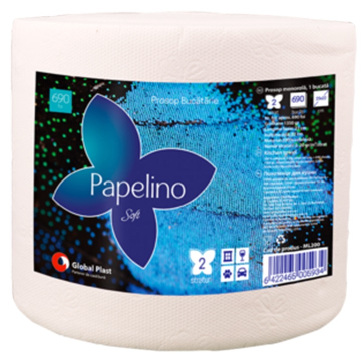 Prosop hartie monorola Papelino, 1350 gr, 2 straturi, 690 foi