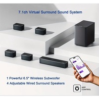 Sistem home cinema Corenia QRE-1025408 7.1 canale, subwoofer wireless 16,5 cm (6,5"), 410W peak, 3 fronturi + 4 surround cablate, control prin aplicatie cu 121 preseturi EQ, negru
