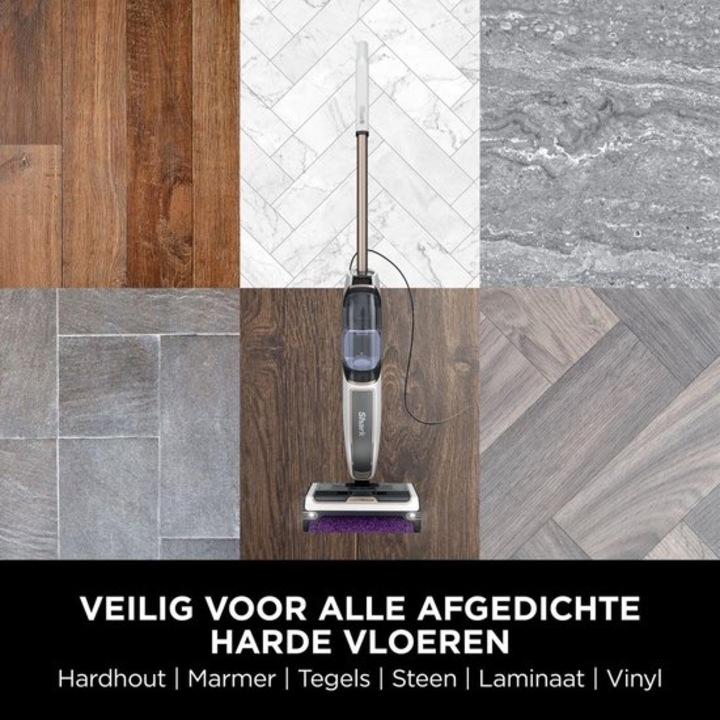 Mop cu abur Corenia QRE-1025389, 3-in-1 cu separare murdarie umeda/uscata si rezervor 420 ml, fara chimicale, alb