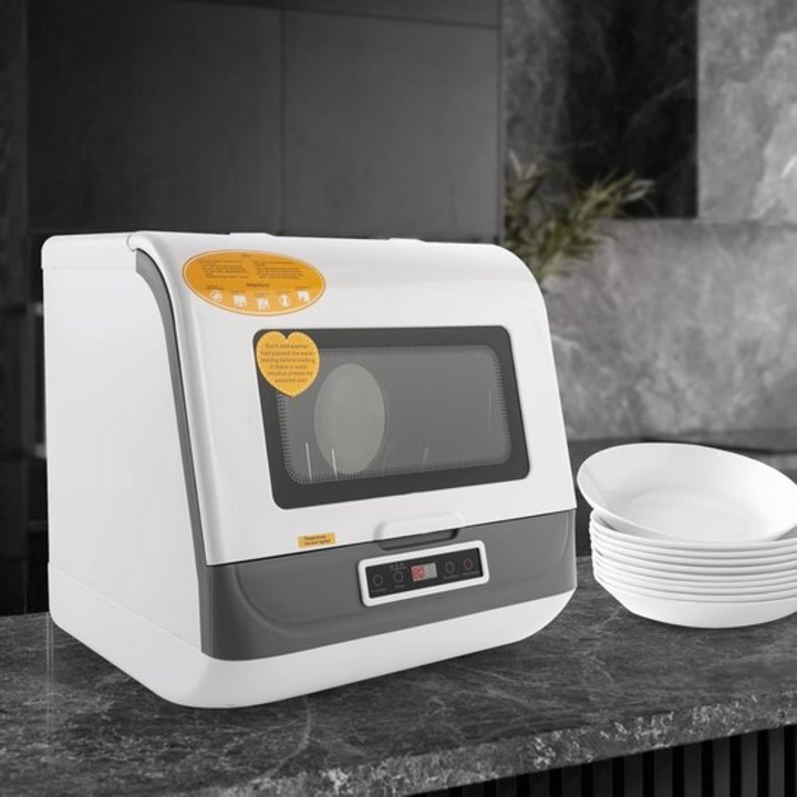 Masina de spalat vase compacta de blat Corenia QRE-1018331, 4–6 seturi, 800W, control touch, uscare cu caldura reziduala si racire cu aer, alb, 45 x 40 x 44,8 cm