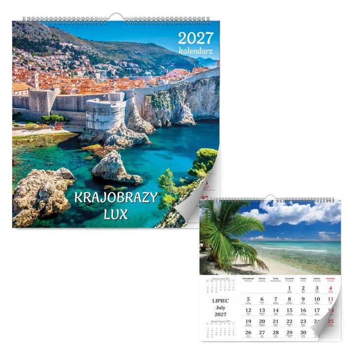 Calendar de perete Kalpol Krajobrazy Lux 2027, multicolor, 330 x 330 mm
