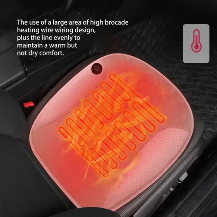Perna incalzitoare auto 31CJ-K0274-260906-079, USB 5V 2.1A, incalzire cu fir in infrarosu, temperatura reglabila, baza antiderapanta, plus/piele artificiala, negru, 45 x 45 cm