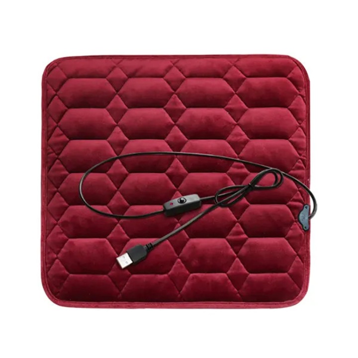 Perna incalzitoare pentru scaun 31CJ-K0274-260906-125, USB 5V, 35–48W, anti-alunecare, lavabila, universala, 45 x 45 cm, rosu