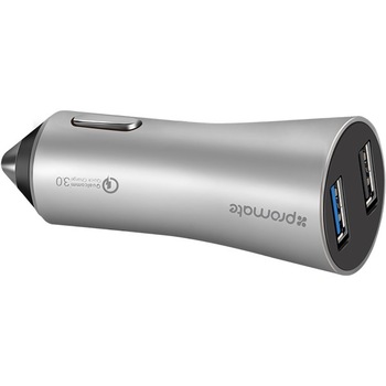 Incarcator auto universal PROMATE Robust-QC3, 2 porturi USB, Quick Charge 3.0, Argintiu Incarcator auto universal PROMATE Robust-QC3, 2 porturi USB, Quick Charge 3.0, Argintiu