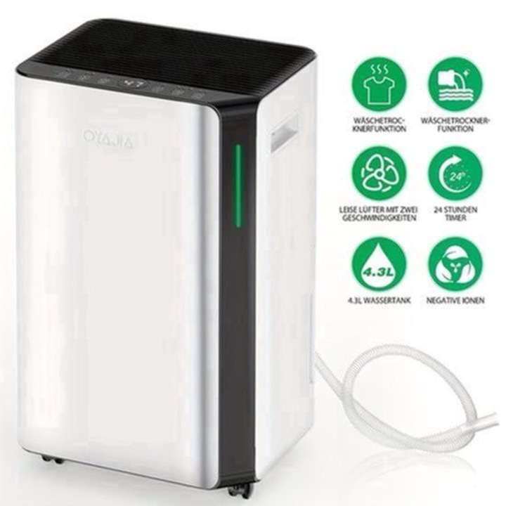 Dezumidificator Corenia QRE-2000611, 16 l/zi, rezervor 4,5 l, Wi-Fi si control vocal, afisaj digital, evacuare continua, silentios