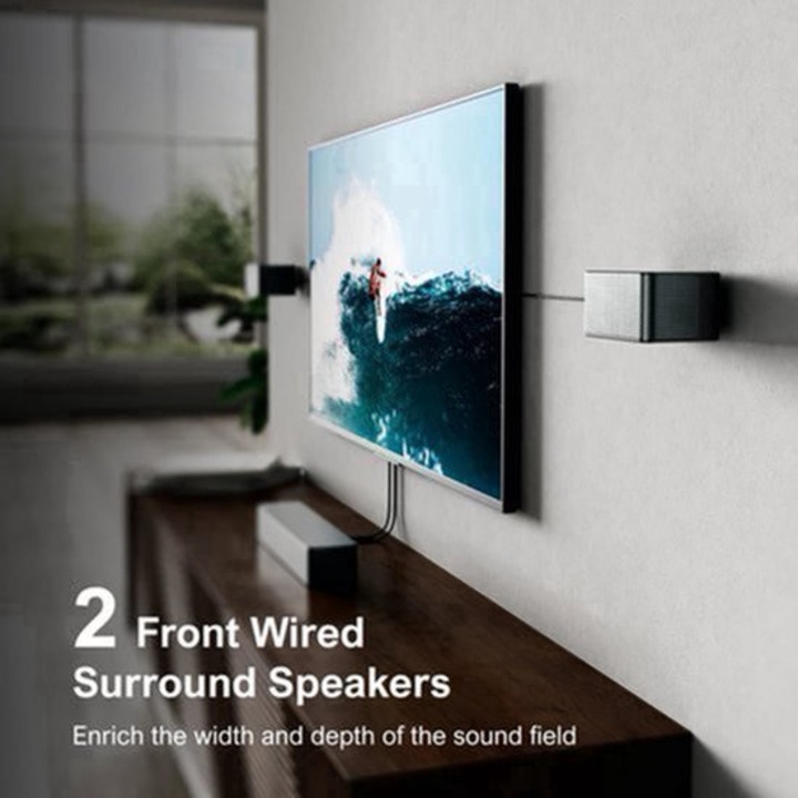 Soundbar Corenia QRE-2000730 7.1, 460W, Dolby Atmos, subwoofer wireless 6,5 inch, Bluetooth 5.3, HDMI cu eARC, negru