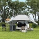Gratar pe carbuni Corenia QRE-2108193, cu functie smoker si termometru incorporat, suprafata grill 83 x 46,5 cm, negru