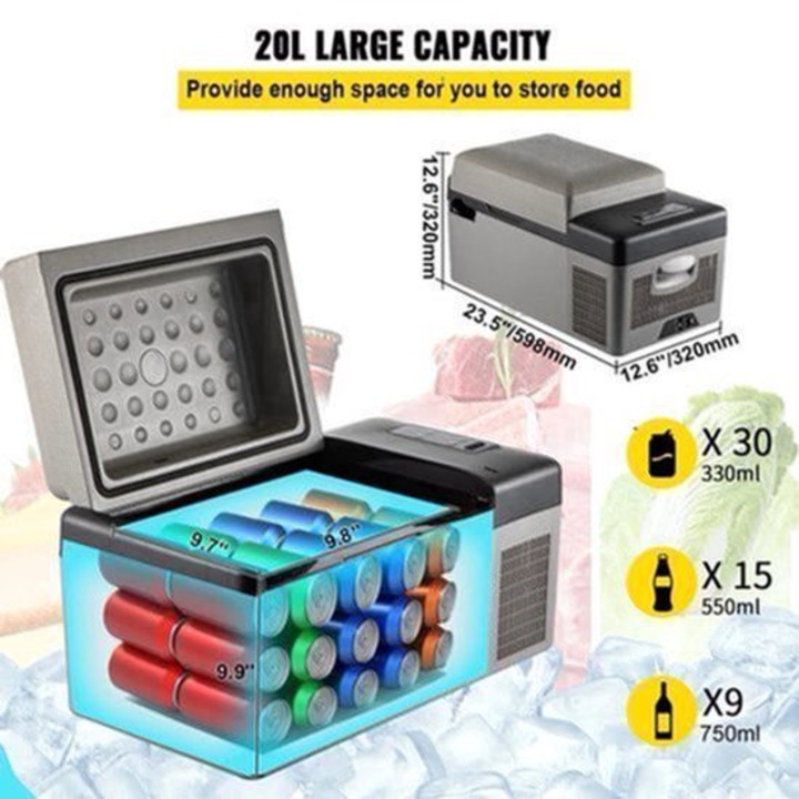 Frigider auto portabil cu compresor Corenia QRE-2053445, 50 L, 12/24V DC si 110-240V AC, gri