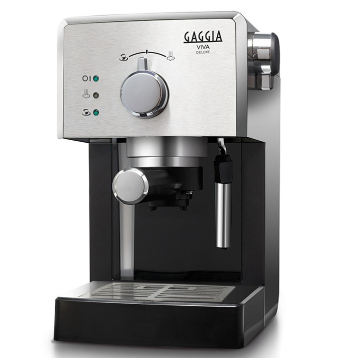 Кафемашина Gaggia Viva Deluxe RI8435/11, Мощност: 950W, Смляно кафе и кафе-доза, Цвят Черен/ Сив