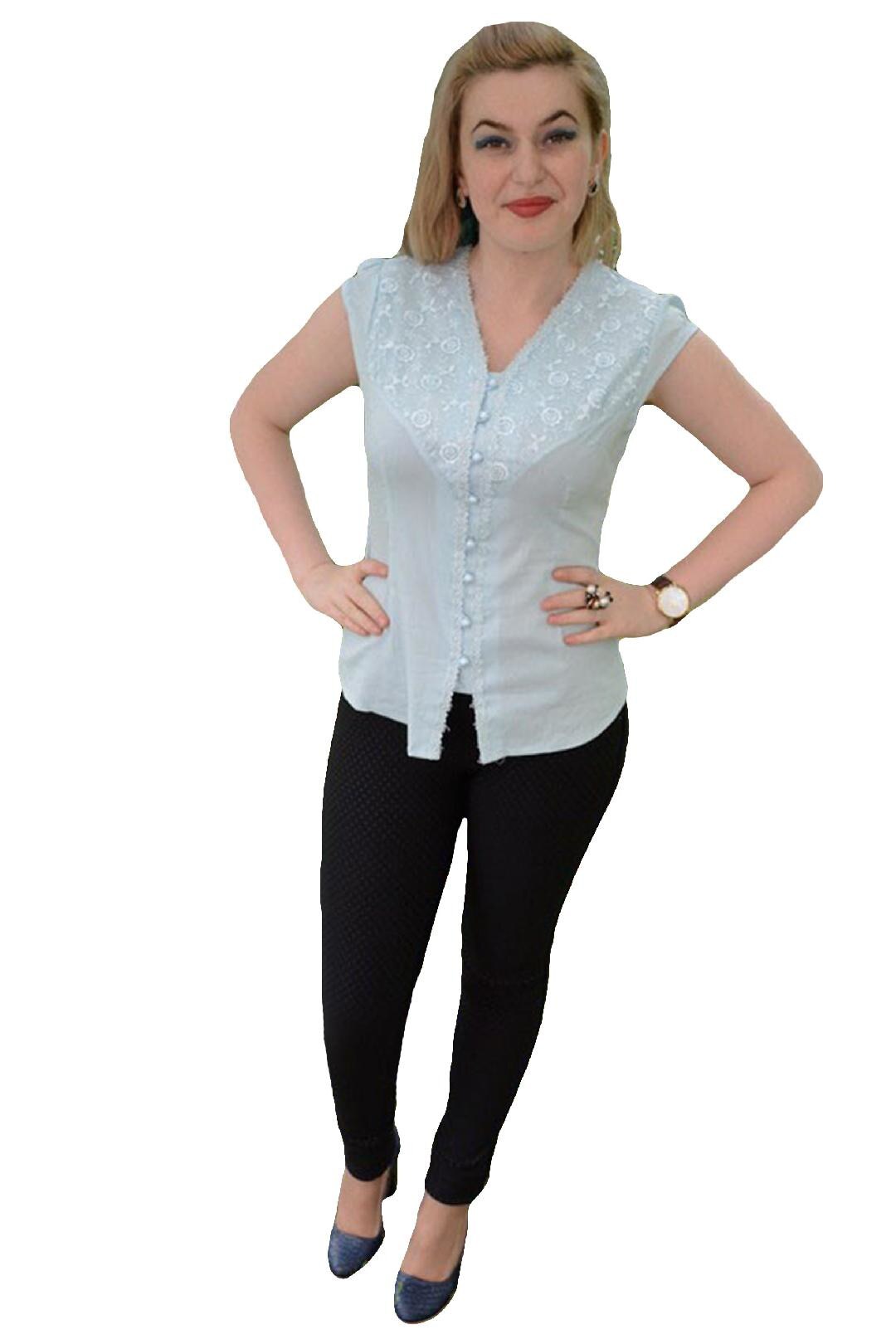Camasa la moda din material subtire, D&J Exclusive, Albastru