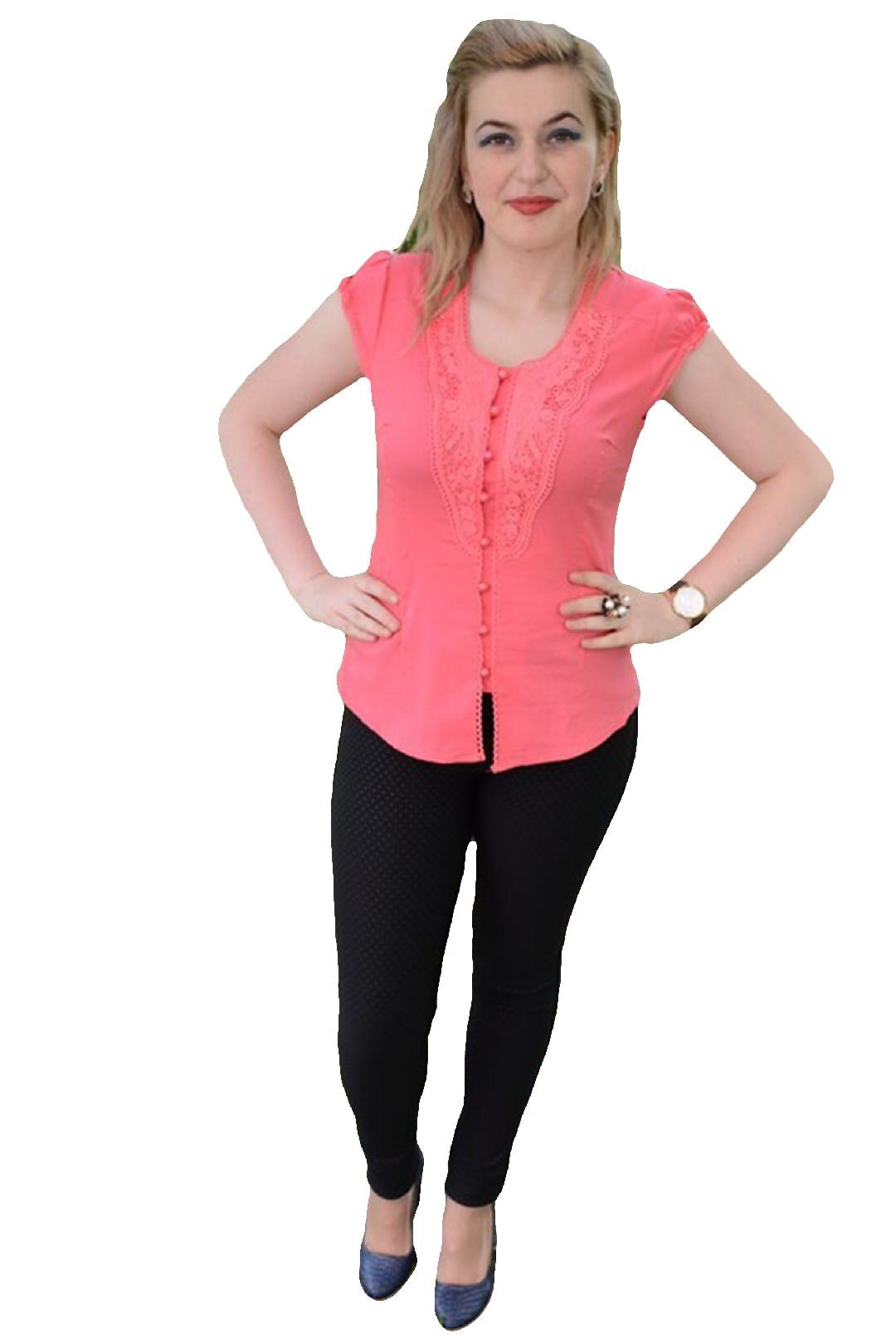 Camasa subtire din material usor elastic, D&J Exclusive, Corai, Corai