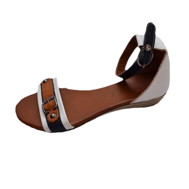 Sandale joase cu o bareta peste glezna, D&J Exclusive, Bleumarin/Alb