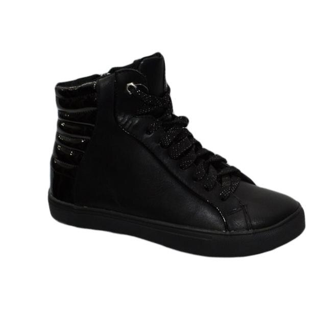 Pantofi din piele ecologica mat-lucios, D&J Exclusive, Negru