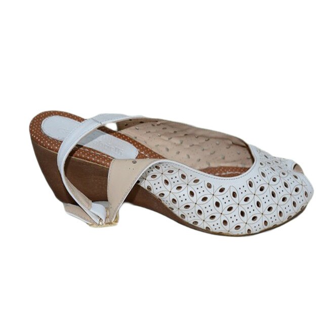 Sandale clasice, perforate, varf usor decupat,D&J Exclusive, Alb, 39 EU