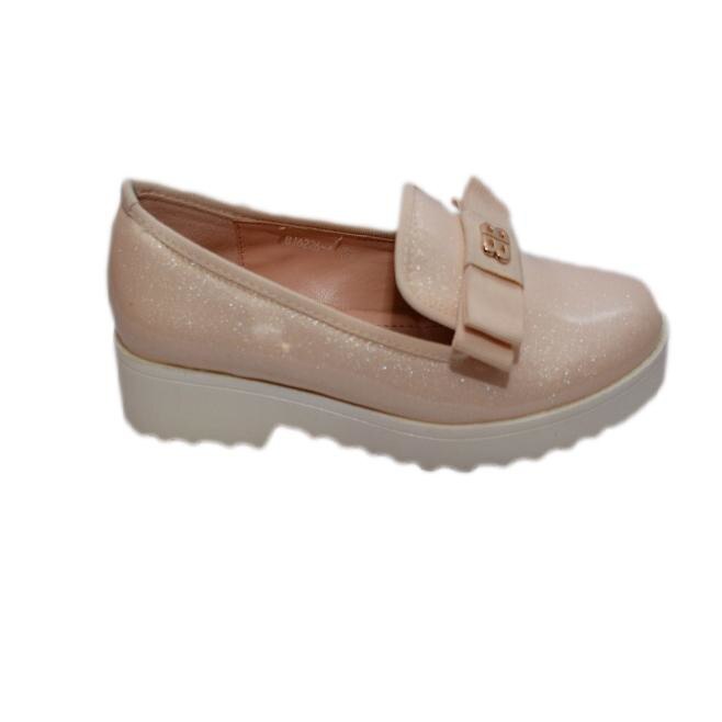 Balerini chic cu talpa groasa si toc lat, D&J Exclusive, Crem