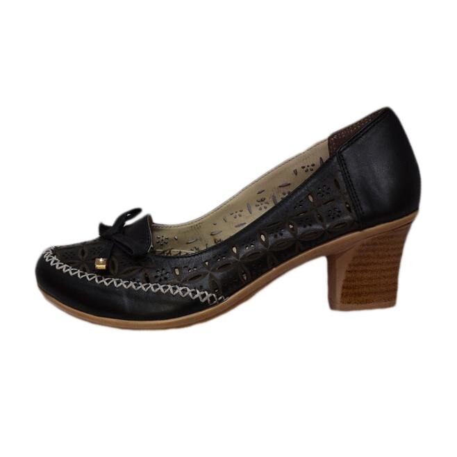 Pantofi cu model deosebit perforat , D&J Exclusive, Negru