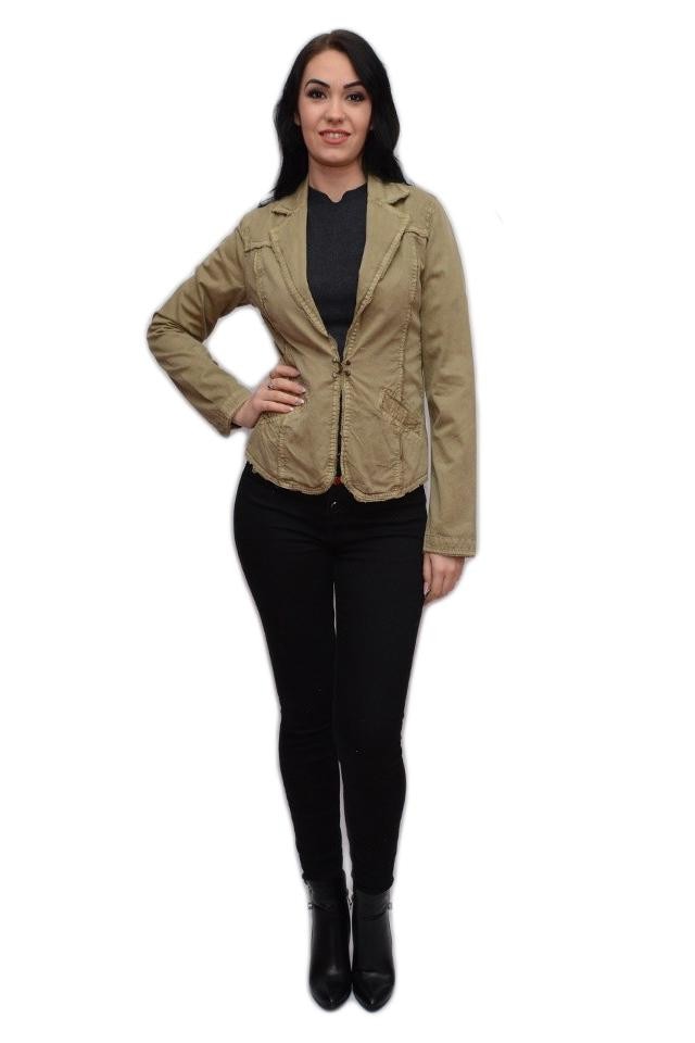 Sacou casual cu imprimeu in spate floral, D&J Exclusive, Kaki