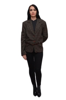 Sacou cu carouri, cambrat in talie, D&J Exclusive, Maro, 46 Sacou cu carouri, cambrat in talie, D&J Exclusive, Maro, 46