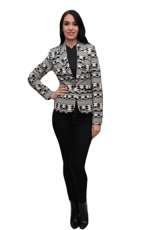 Sacou de femei, moderni, D&J Exclusive, Negru/Alb