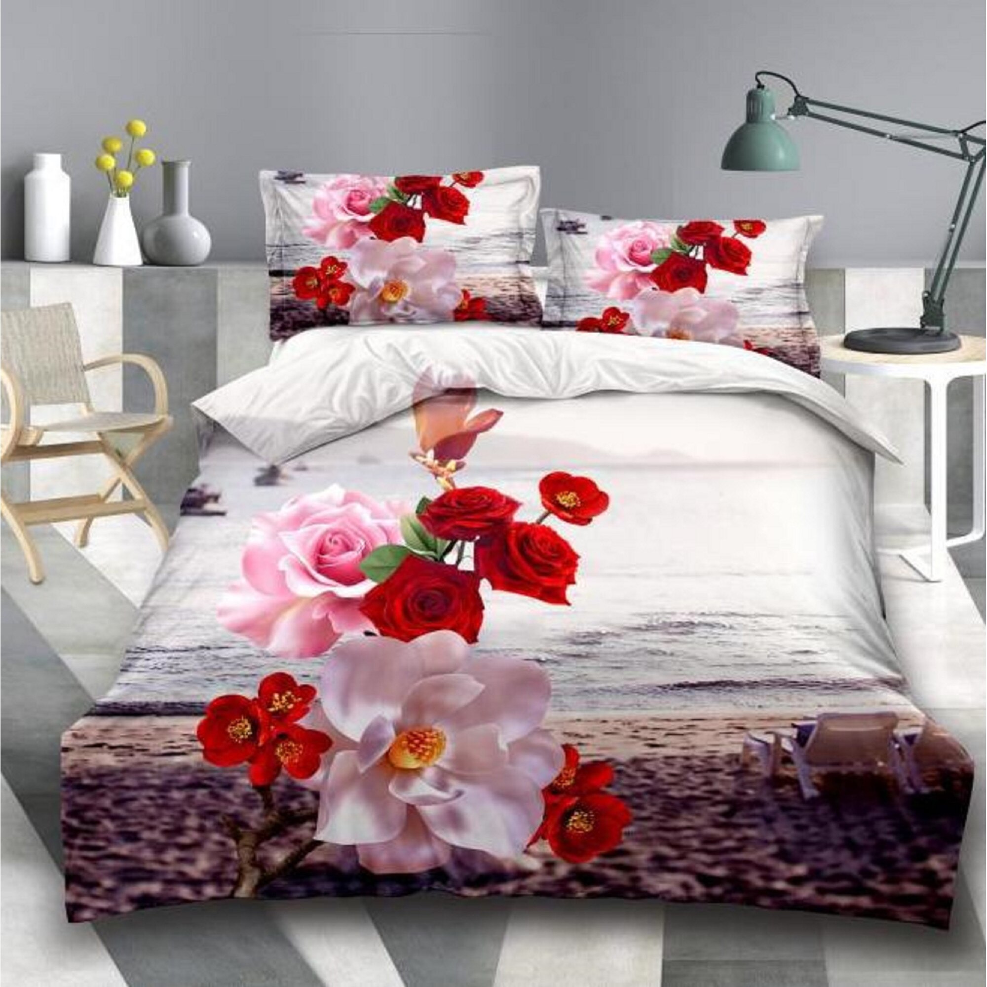 Lenjerie de pat 3D bumbac satinat, 2 persoane, 4 piese JN0065