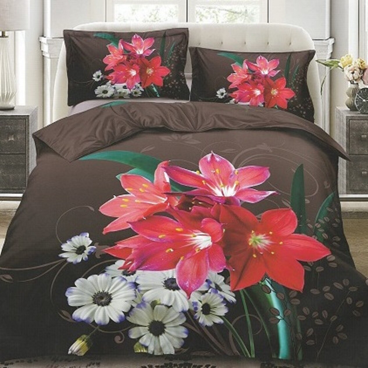 Lenjerie de pat 3D bumbac satinat, 2 persoane, 4 piese JN0068