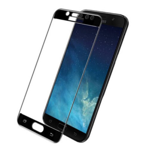 Folie sticla Full Face pentru Samsung Galaxy J3 (2017) / J330, margini colorate, neagra