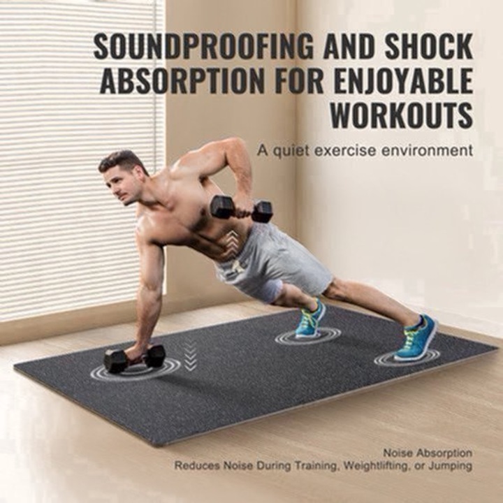 Placi pentru podea fitness Corenia QRE-2018784, set 25 piese + 50 margini, EVA cu strat de cauciuc, grosime 1,42 cm, antiderapant, amortizare socuri si reducere zgomot, negru/alb, 9,3 m² (30 x 30 cm)