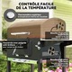 Gratar pe carbuni Corenia QRE-2105421, cu termometru in capac, grilaj reglabil pe 3 pozitii, doua rafturi laterale si polita inferioara, roti, negru, 112 x 58 x 107 cm