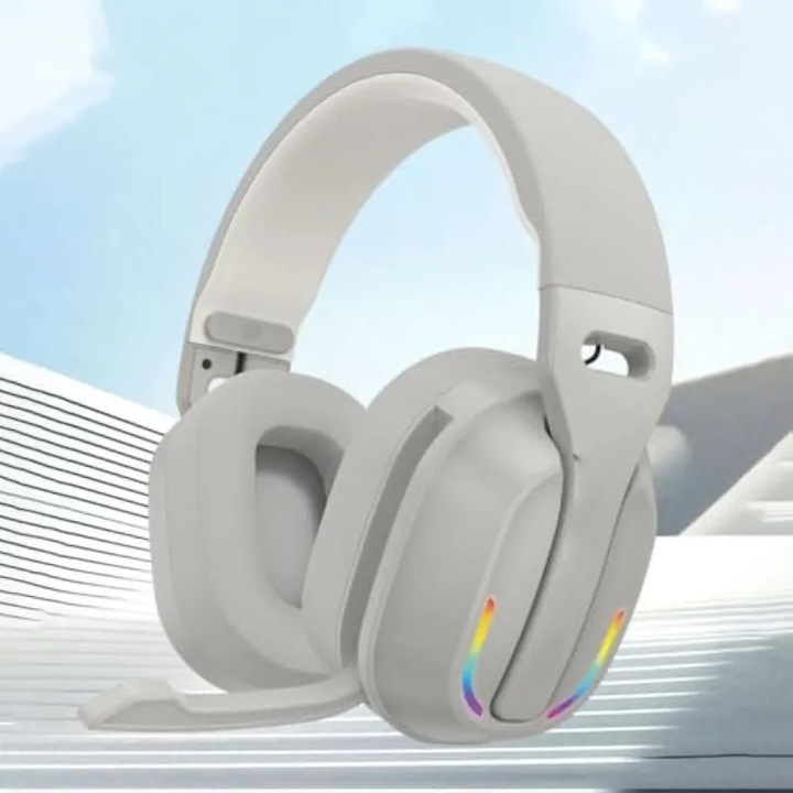Безжични геймърски слушалки K0588-CJ-260905-0014, 40 мм драйвери, Bluetooth 5.4, 60 ч автономност, RGB осветление, съвместими с PC/PS5/Xbox/Switch, сиви