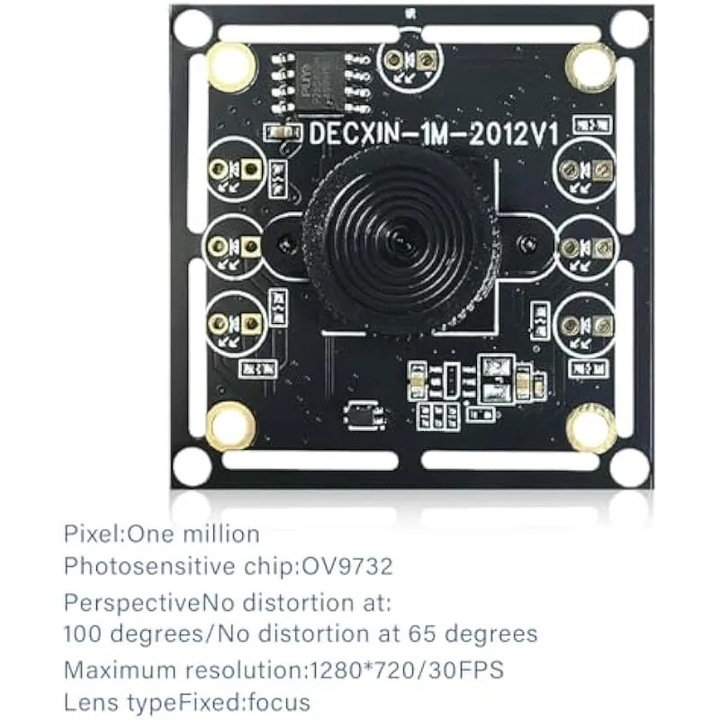 USB камера модул OV9732 K0588-CJ-260905-2583, 1280x720 30fps, широкоъгълен обектив 100°, кабел 2 м, комплект 3 броя, черен