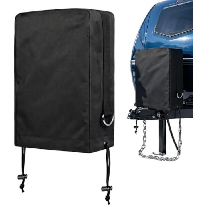Husa pentru cric electric de remorca K0584-CJ-260905-3131, din material Oxford impermeabil, reglabila cu snur, anti-condens, rezistenta la abraziune, negru