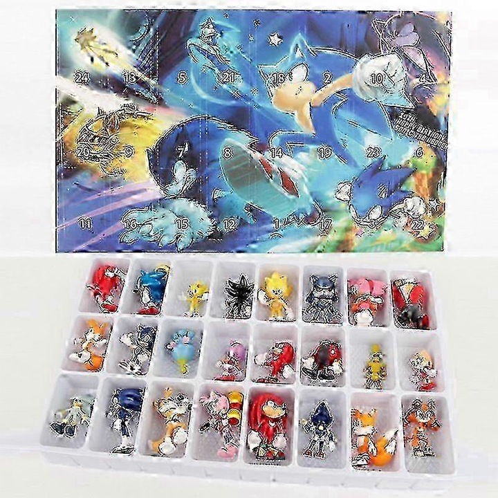 Calendar de Advent 2025 CON.4-38FUCJ-K0232-260907-433, cu 24 de figurine surpriza Sonic, albastru