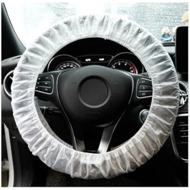 povtii 50 buc. huse pentru volan de unica folosinta, husa transparenta netesuta pentru volan cu banda elastica, husa universala transparenta pentru volan, accesorii pentru interior auto