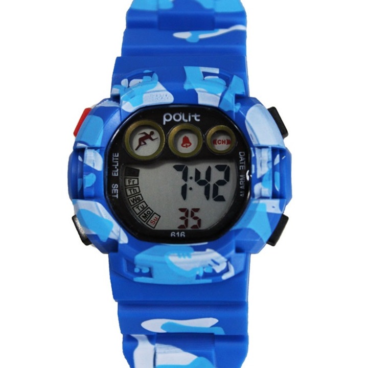 Salamandra Kids Gyerek karóra, Elektronikus kijelző, Stopper, Dátum, Riasztó / F1, Vízálló, Urban Kék