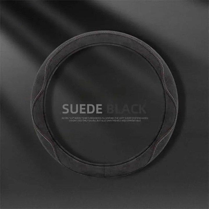 Huse pentru volan auto pentru BMW Seria 6 E63 2003 2004 2005 2006 2007 2008 2009 2010, piele intoarsa, accesorii de conducere pentru vreme rece, antiderapante, respirabile, negru-O