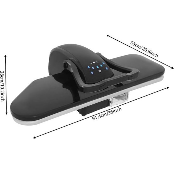 Presa cu abur pentru haine Corenia QRE-2027908, 2200W, temperatura 90–200°C, rezervor 1000 ml, display LCD, oprire automata, negru, 91,4 x 53 x 26 cm